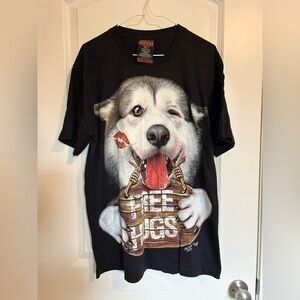 Black “free hugs” Husky Graphic Tee